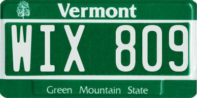 VT license plate WIX809