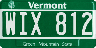 VT license plate WIX812