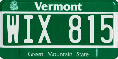 VT license plate WIX815