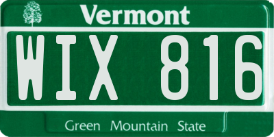 VT license plate WIX816