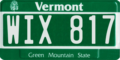 VT license plate WIX817