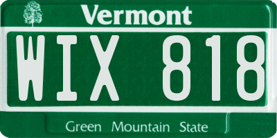 VT license plate WIX818