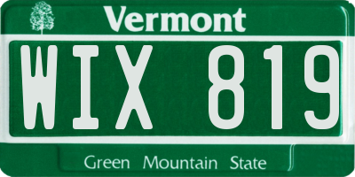 VT license plate WIX819