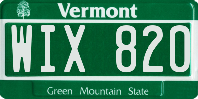 VT license plate WIX820