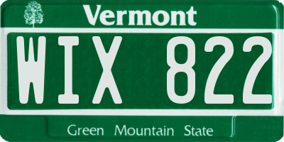 VT license plate WIX822