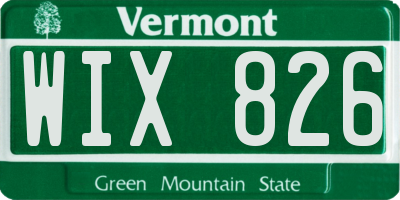 VT license plate WIX826