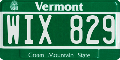 VT license plate WIX829