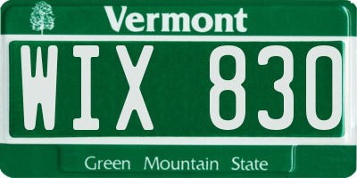 VT license plate WIX830