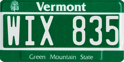 VT license plate WIX835