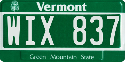 VT license plate WIX837
