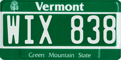 VT license plate WIX838