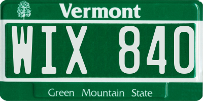 VT license plate WIX840