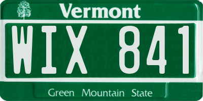 VT license plate WIX841