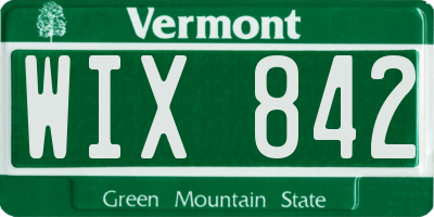 VT license plate WIX842
