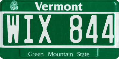 VT license plate WIX844