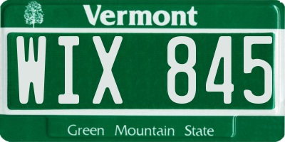 VT license plate WIX845