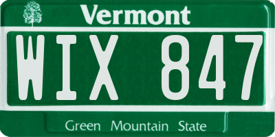 VT license plate WIX847