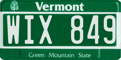 VT license plate WIX849