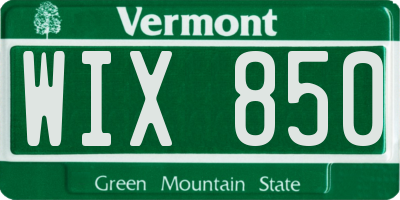 VT license plate WIX850