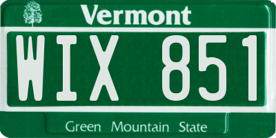 VT license plate WIX851