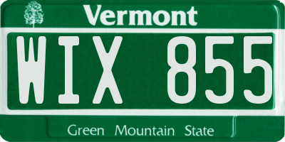 VT license plate WIX855