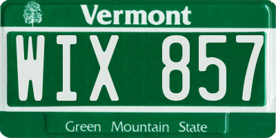 VT license plate WIX857