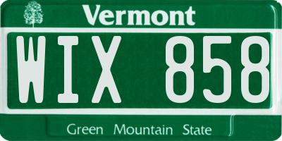 VT license plate WIX858