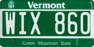 VT license plate WIX860