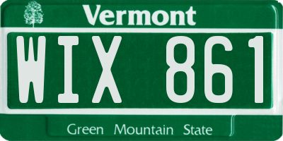 VT license plate WIX861