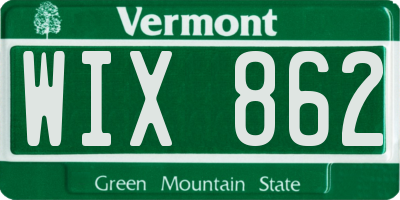 VT license plate WIX862