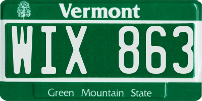 VT license plate WIX863