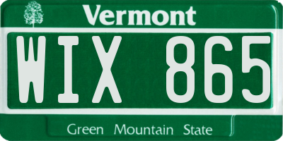 VT license plate WIX865