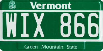 VT license plate WIX866