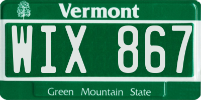 VT license plate WIX867