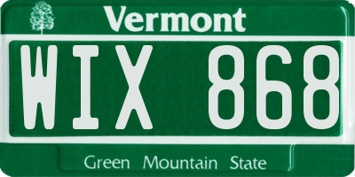 VT license plate WIX868