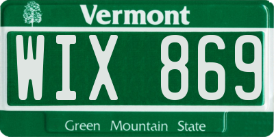 VT license plate WIX869