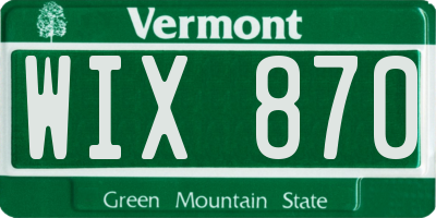 VT license plate WIX870