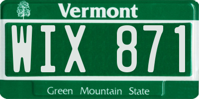 VT license plate WIX871