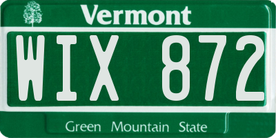 VT license plate WIX872