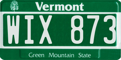 VT license plate WIX873