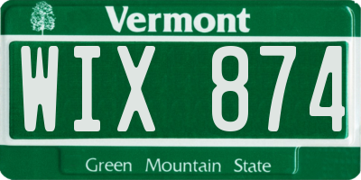VT license plate WIX874