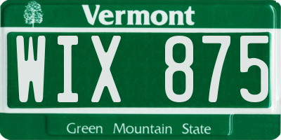 VT license plate WIX875