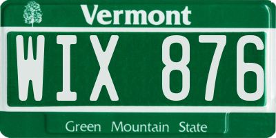 VT license plate WIX876