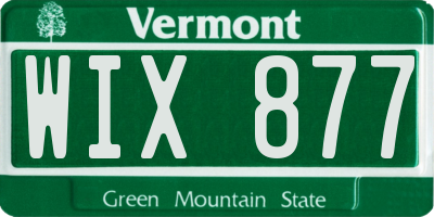 VT license plate WIX877