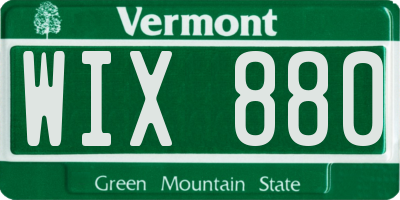 VT license plate WIX880