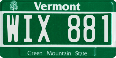 VT license plate WIX881