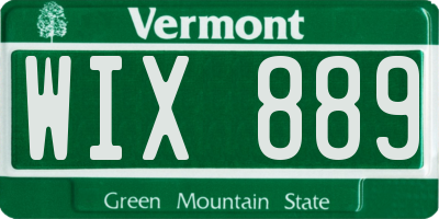 VT license plate WIX889