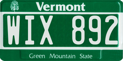 VT license plate WIX892