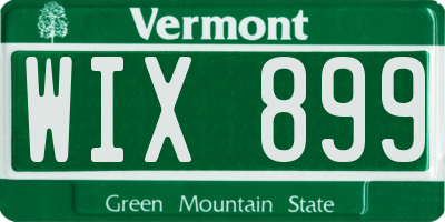 VT license plate WIX899