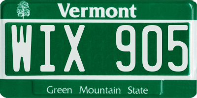 VT license plate WIX905